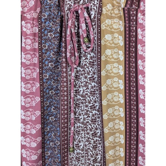 Cactus + Pearl Women size L Mix Stripe Knit Maxi Dress Slits Cottagecore Hippie - Picture 5 of 13